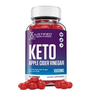 justified laboratories keto apple cider vinegar gummies 1000mg acv made from the mother with pomegranate juice beet root b12 60 gummys