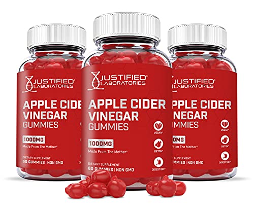 (3 Pack) Apple Cider Vinegar Gummies 1000MG ACV Made from The Mother with Pomegranate Juice Beet Root B12 180 Gummys