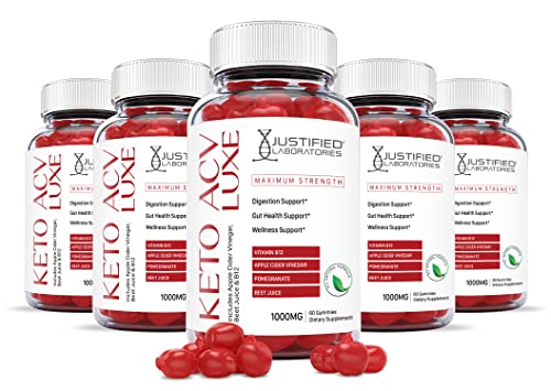 Justified Laboratories Luxe Keto ACV Gummies 1000MG with Pomegranate Juice Beet Root B12 60 Gummys (300 Count)