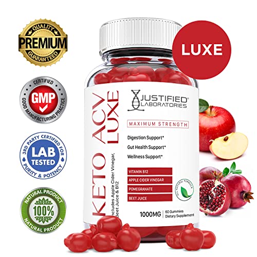 Justified Laboratories Luxe Keto ACV Gummies 1000MG with Pomegranate Juice Beet Root B12 60 Gummys (300 Count)