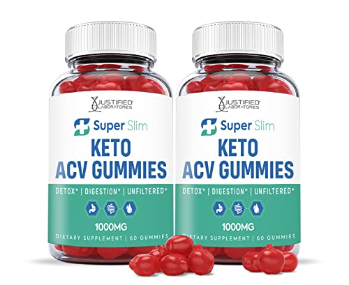 Justified Laboratories (2 Pack) Super Slim Keto ACV Gummies 1000MG with Pomegranate Juice Beet Root B12 60 Gummys