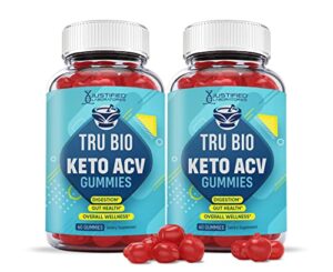 justified laboratories (2 pack) tru bio keto gummies 1000mg acv with pomegranate juice beet root b12 120 gummys