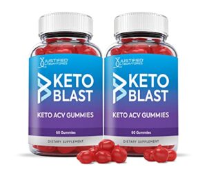 justified laboratories (2 pack) keto blast gummies 1000mg acv with pomegranate juice beet root b12 120 gummys