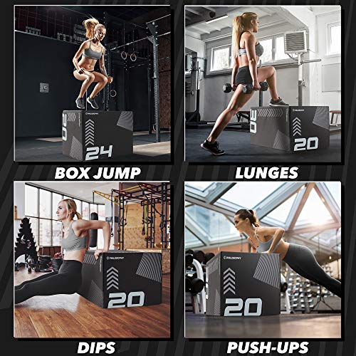 Philosophy Gym 3 in 1 Soft Foam Plyometric Box - 20" x 24" x 30" Jumping Plyo Box for Training and Conditioning