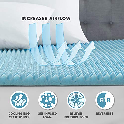 Sleep Philosophy Gel Infused Memory Foam Mattress Topper Luxurious, All Season Enhanced Bed Support, Queen, 1.5" Thick, Without Cover