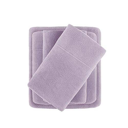 Sleep Philosophy True North Micro Fleece Bed Sheet Set, Warm, Sheets with 14" Deep Pocket, for Cold Season Cozy Sheet-Set, Matching Pillow Case, Full, Lavender, 4 Piece