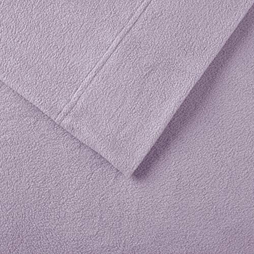 Sleep Philosophy True North Micro Fleece Bed Sheet Set, Warm, Sheets with 14" Deep Pocket, for Cold Season Cozy Sheet-Set, Matching Pillow Case, Full, Lavender, 4 Piece