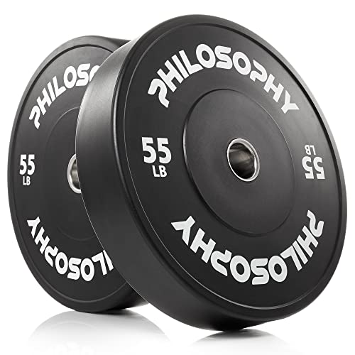 Philosophy Gym Set of 2 Olympic 2-Inch Rubber Bumper Plates (55 LB each) Black