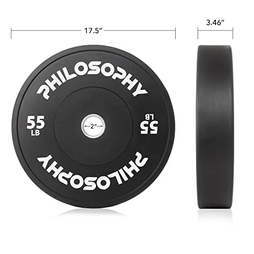 Philosophy Gym Set of 2 Olympic 2-Inch Rubber Bumper Plates (55 LB each) Black