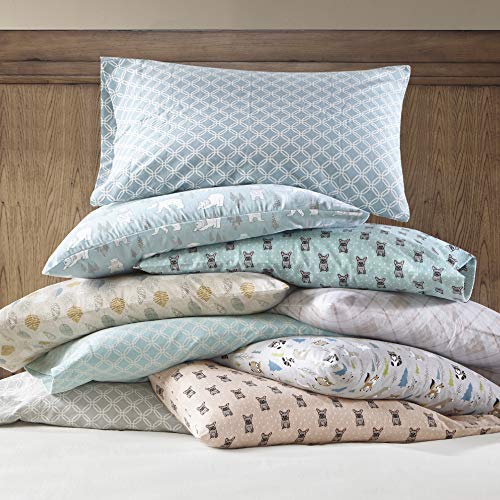 Sleep Philosophy True North Cozy Flannel Warm 100% Cotton Sheet - Novelty Print Animals Stars Cute Ultra Soft Cold Weather Bedding Set, Twin, Aqua Dots 3 Piece