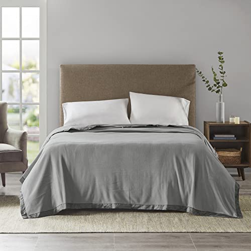 Sleep Philosophy True North Micro Fleece Luxury Premium Soft Cozy Mircofleece Blanket for Bed, Couch or Sofa, Twin, Grey