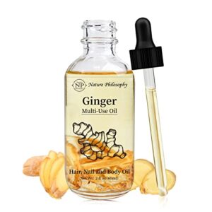 np natures philosophy ginger multi-use oil for face, body and hair – organic plant fragrant essential oil for dry skin, scalp and nails – 2 fl oz