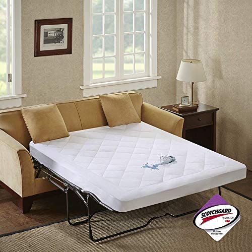 Sleep Philosophy Holden Waterproof Sofa Bed Mattress Protection Pad with 3M Scotchgard Moisture Management -Microfiber - All Over Elastic Mattress Pad, Queen 60x72, White