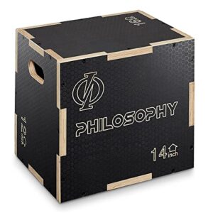 philosophy gym 3 in 1 non-slip wood plyo box, 20″ x 18″ x 16″, black, jump plyometric box for training and conditioning