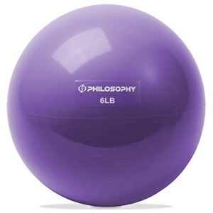 philosophy gym toning ball, 6 lb, purple – soft weighted mini medicine ball