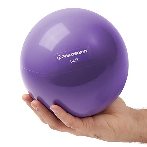 Philosophy Gym Toning Ball, 6 LB, Purple - Soft Weighted Mini Medicine Ball