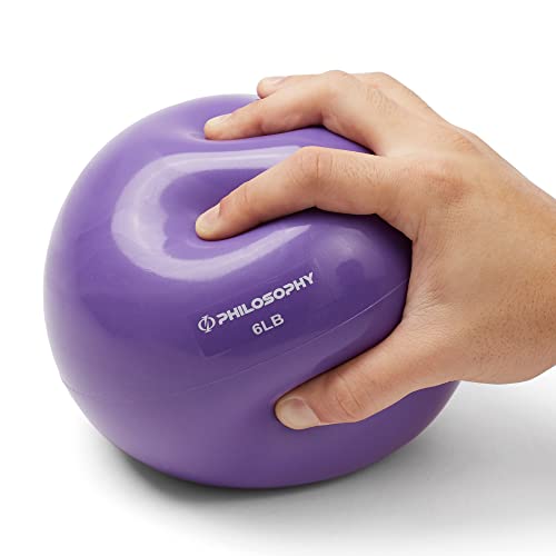 Philosophy Gym Toning Ball, 6 LB, Purple - Soft Weighted Mini Medicine Ball