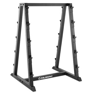 philosophy gym 10-bar fixed barbell weight rack – heavy-duty storage holder for straight & ez curl pre-weighted bars