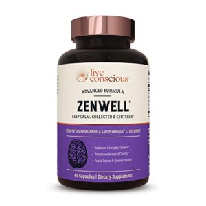 ksm-66 ashwagandha + alphawave – zenwell by livewell | cognitive, brain health (60 capsules)