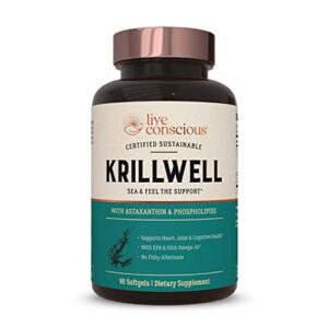 krillwell heart, joint, and cognitive support | certified sustainable krill oil 2x more effective than fish oil – 30 day supply
