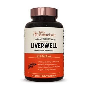 liverwell liver cleanse, rejuvenation, metabolic support – liver supplement for liver health w/highly bioavailable milk thistle extract, n-acetyl cysteine, alpha lipoic acid, zinc, selenium – 60 caps