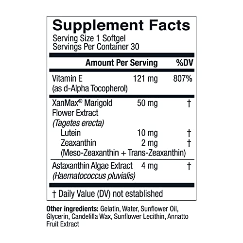 Eye Vitamins Select AREDS 2 Ingredients with Vitamin E, Lutein, and Astaxanthin - OptiWell by LiveWell | Eye Health Supplement and Blue Light Support - 30 Softgels