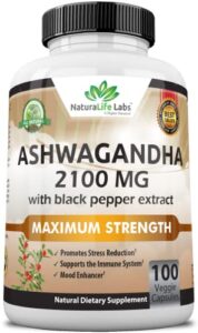 organic ashwagandha 2,100 mg – 100 vegan capsules pure organic ashwagandha powder and root extract – stress relief, mood enhancer, immune & thyroid support