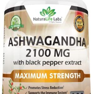 Organic Ashwagandha 2,100 mg - 100 Vegan Capsules Pure Organic Ashwagandha Powder and Root Extract - Stress Relief, Mood Enhancer, Immune & Thyroid Support