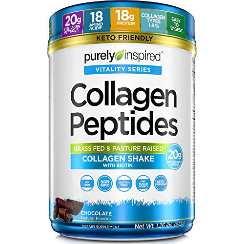 Purely Inspired Collagen Powder Collagen Peptides Powder | Collagen Supplements for Women and Men | Collagen Protein Powder with Biotin | Keto Friendly & Non-GMO | Chocolate, 1.26 lbs (23 Servings)