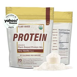 essential elements organic pea protein powder – very vanilla | low-carb plant-based vegan blend – keto-friendly and gluten-free | 20 servings, 18.2 oz