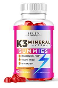 zelso k3 mineral keto gummies nutrition, the original k3 keto acv formula pills now in gummy, advanced vitamins plus multivitamin, men & women emily, 30 day supply