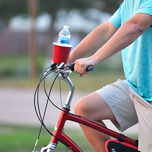 Red Cup Living Handlebar Mount Bicycle Drink Holder, Cups holder that can also hold a small water bottle made from a strong, durable, reusable, and eco-conscious ABS plastic material