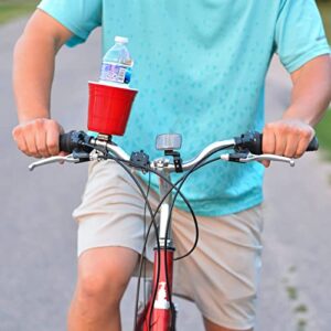 Red Cup Living Handlebar Mount Bicycle Drink Holder, Cups holder that can also hold a small water bottle made from a strong, durable, reusable, and eco-conscious ABS plastic material