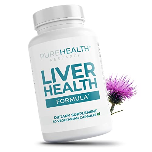 PUREHEALTH RESEARCH Liver Supplement – Herbal Liver Cleanse Detox & Repair with Milk Thistle, Artichoke Extract, Dandelion Root, Turmeric, Berberine to Healthy Liver Renew with 11 Natural Nutrients