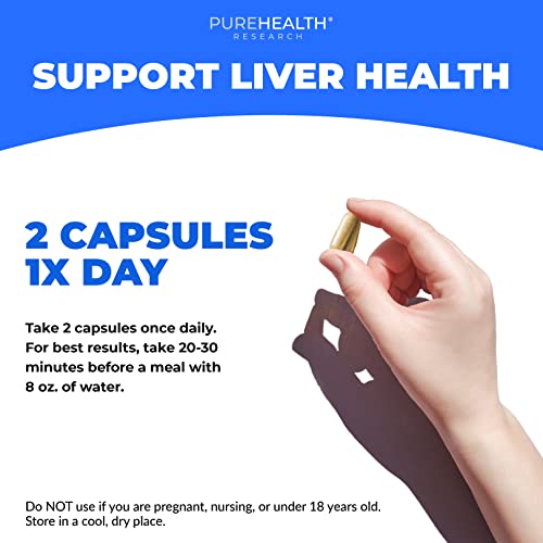 PUREHEALTH RESEARCH Liver Supplement – Herbal Liver Cleanse Detox & Repair with Milk Thistle, Artichoke Extract, Dandelion Root, Turmeric, Berberine to Healthy Liver Renew with 11 Natural Nutrients