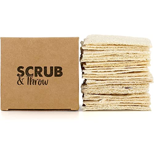 Scrub & Throw Natural Loofah Sponges, Multipurpose Dish Sponges, Non-Scratch Kitchen Sponges, (Pack of 30) for Cleaning Kitchen, Bathroom, and Household