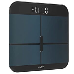 wyze smart scale x for body weight, digital bathroom scale for bmi, body fat, water and muscle, heart rate monitor, body composition analyzer for people, baby, pet, 400 lb, black