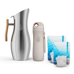 ph vitality stainless steel alkaline water pitcher – alkaline water filter pitcher plus one ph conscious 450ml beige wheat straw alkaline water bottle bundle