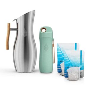 ph vitality stainless steel alkaline water pitcher – alkaline water filter pitcher plus one ph conscious 450ml wheat straw alkaline water bottle bundle