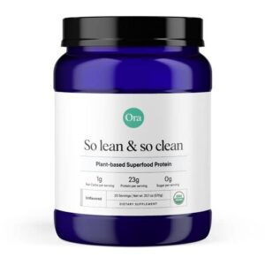 ora organic vegan protein powder – 21g plant based protein powder for women and men | keto friendly, gluten free, paleo, dairy-free, gluten-free, soy-free – unflavored, 20 servings