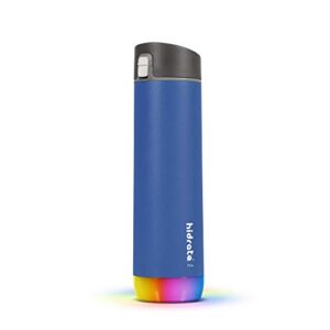 hidrate spark pro smart water bottle – tracks water intake & glows to remind you to stay hydrated – chug lid, steel, 21 oz, deep blue