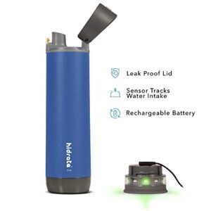 Hidrate Spark PRO Smart Water Bottle - Tracks Water Intake & Glows to Remind You to Stay Hydrated - Chug Lid, Steel, 21 oz, Deep Blue