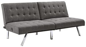 signature design by ashley sivley modern tufted flip flop futon sofa bed, dark gray