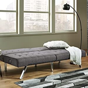 Signature Design by Ashley Sivley Modern Tufted Flip Flop Futon Sofa Bed, Dark Gray