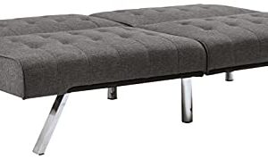 Signature Design by Ashley Sivley Modern Tufted Flip Flop Futon Sofa Bed, Dark Gray