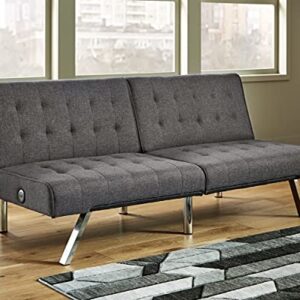 Signature Design by Ashley Sivley Modern Tufted Flip Flop Futon Sofa Bed, Dark Gray