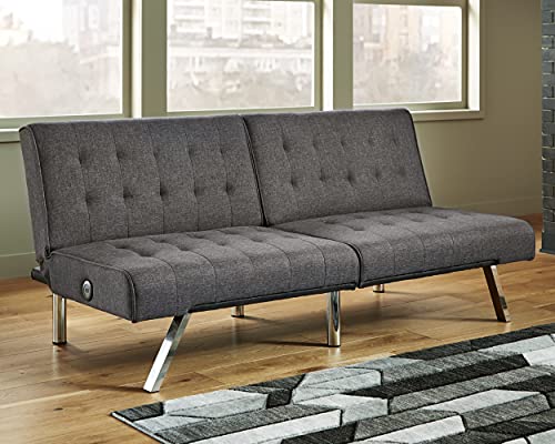 Signature Design by Ashley Sivley Modern Tufted Flip Flop Futon Sofa Bed, Dark Gray