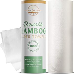 bamboo reusable paper towels | heavy duty 20 sheets! | hand washable & machine washable | 100% biodegradable & eco-friendly towels | one roll replaces up to 6 months of regular paper towels!