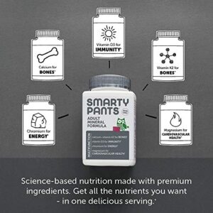 SmartyPants Adult Daily Mineral Vitamins: Calcium, Magnesium Citrate, D3, Zinc & Chromium for Immune Support, Energy, Bone & Muscle Function, 60 Soft Chews (30 Day Supply)