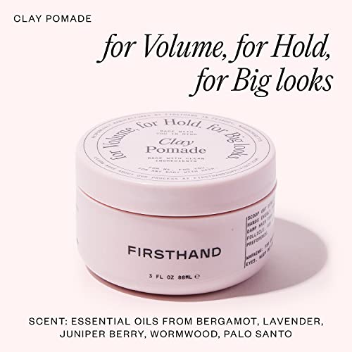Firsthand Supply Clay Pomade - Clean & Non-toxic Hair Care Ingredients - Long Lasting & Easy to Restyle - 3oz (88ml)